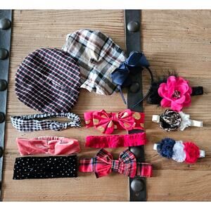12 piece infant girl headband and baret set
